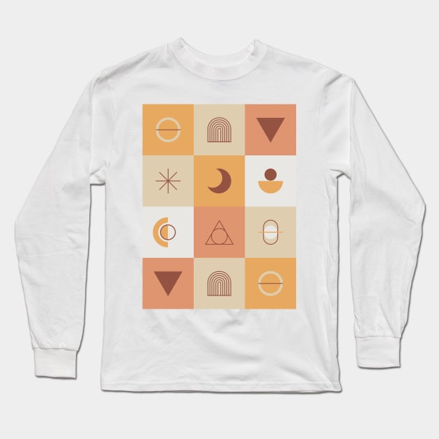 Modern Abstract Shapes Pattern Long Sleeve T-Shirt by Aanmah Shop